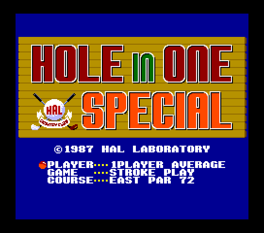 Hole In One Special Title Screen